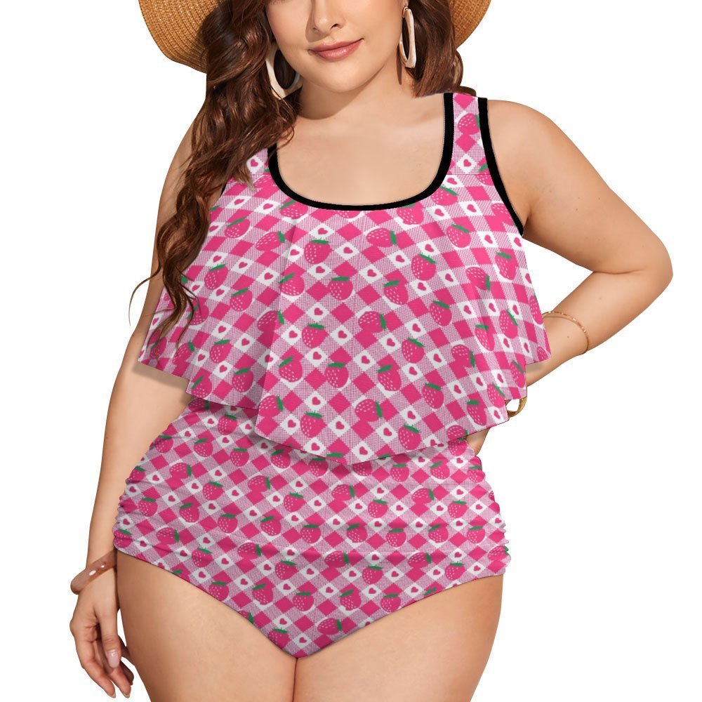 Plus Size Kawaii Strawberry Two piece Swimsuit