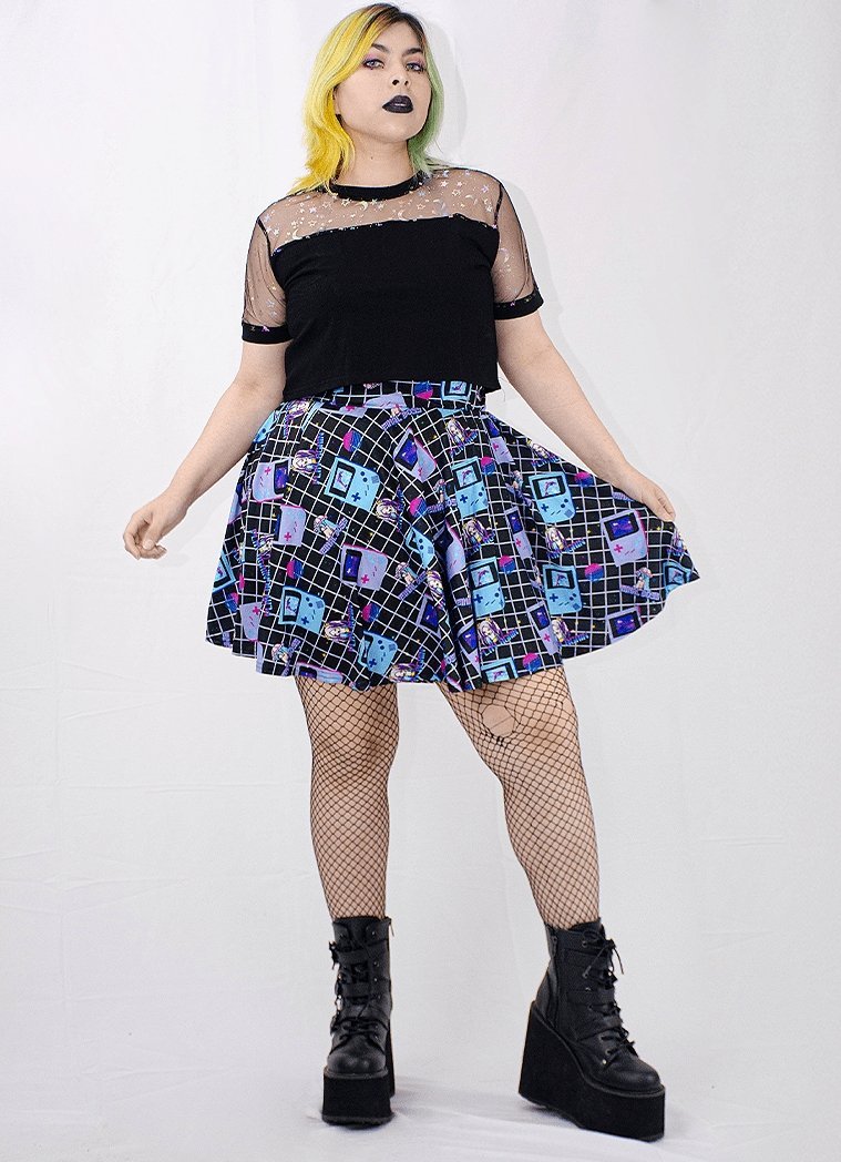 Plus Size Aesthetic Video Game Black Skirt – In Control Clothing