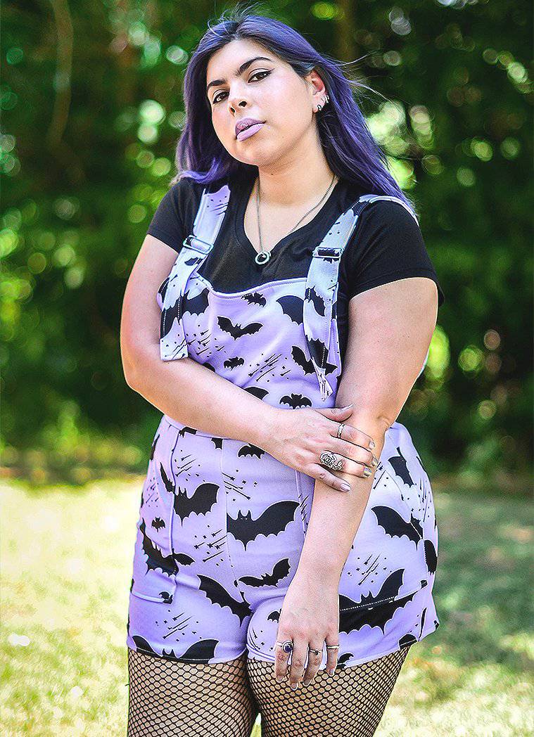 Plus Size Bat Pattern Overalls