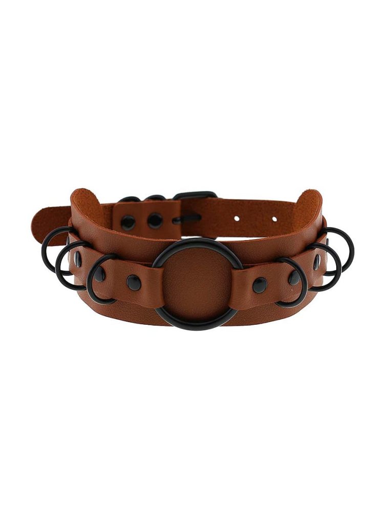 Brown Cyber O-Ring Choker Necklace - In Control Clothing