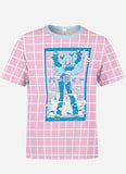 Kawaii Anime Grid Print T-Shirt - In Control Clothing