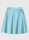 Plus Size Cute Pastel Blue Grid High Waist Skirt - In Control Clothing