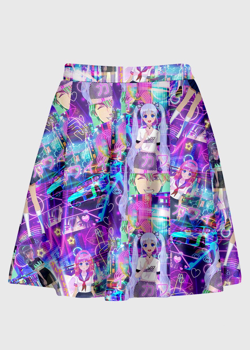 Plus Size Cyberpop Anime Skater Skirt - In Control Clothing