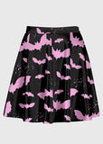 Plus Size Pink And Black Bat Kawaii Goth High Waist Skirt - In Control Clothing