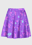 Plus Size Trippy Mushroom Purple Rave Skirt - In Control Clothing
