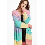 Rainbow striped long cardigan Sweater - In Control Clothing