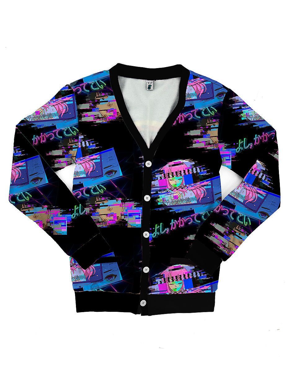 Retro Anime Glitchcore Cardigan Sweatshirt In Control Clothing