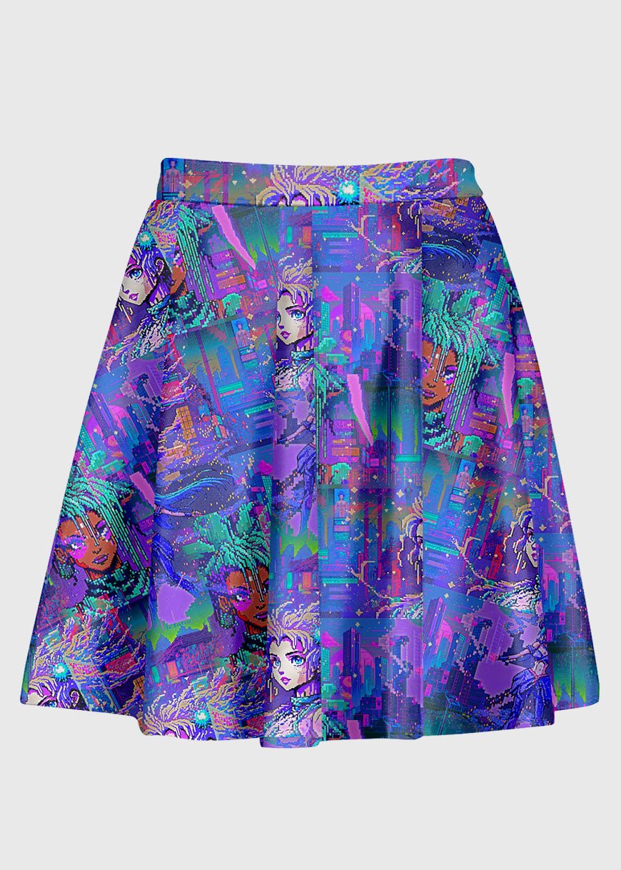Retrowave Pixel Anime Skirt - In Control Clothing