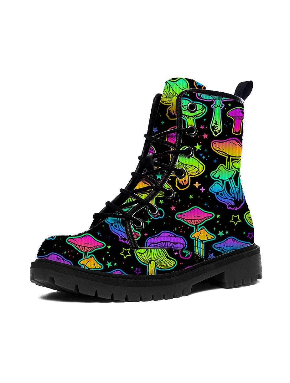 Trippy Mushroom Combat Boots - In Control Clothing