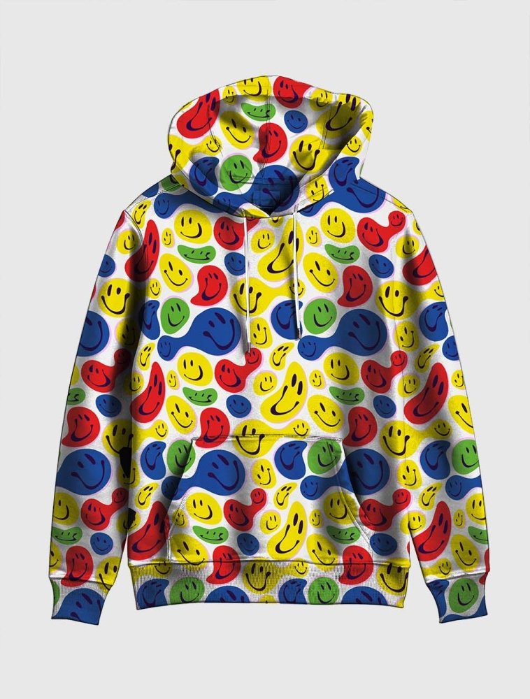 Trippy Smiley Mens Graphic Hoodie