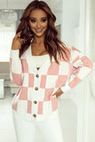 Womens Checkered Button-Up Dropped Shoulder Cardigan - In Control Clothing