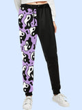 Yin Yang Purple & Black Unisex Print Joggers - In Control Clothing
