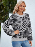 Zebra Print Knit Sweater - In Control Clothing