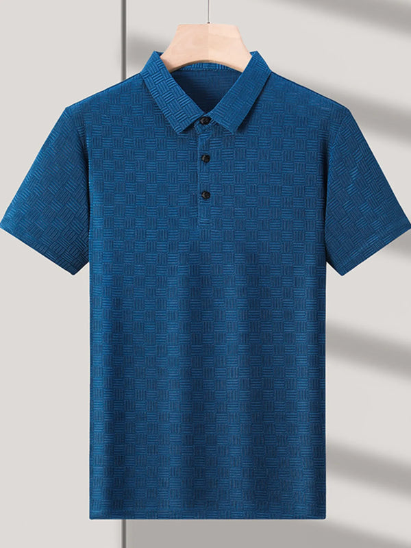 Men's Plus Size Classic Short Sleeve Textured Polo Shirt