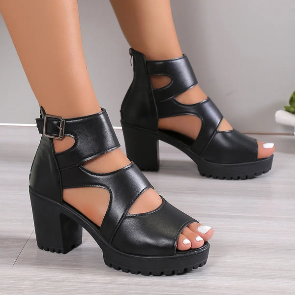 Peep Toe Block Heels Sandals