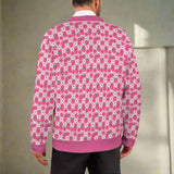 Men's Kawaii Strawberry Plaid Ribbed Cardigan