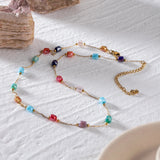18K Gold - Plated Colorful Glass Bead Necklace