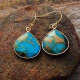 18K Gold - Plated Natural Stone Earrings