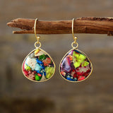 18K Gold - Plated Natural Stone Earrings