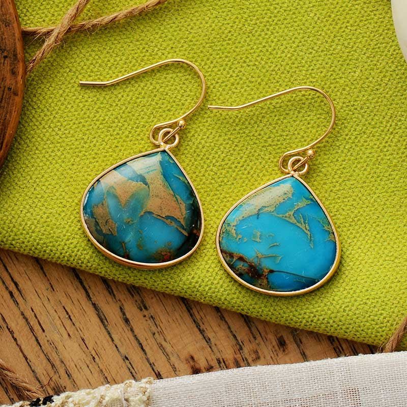 18K Gold - Plated Natural Stone Earrings