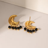 18K Gold - Plated Stainless Steel Moon Shape Earrings
