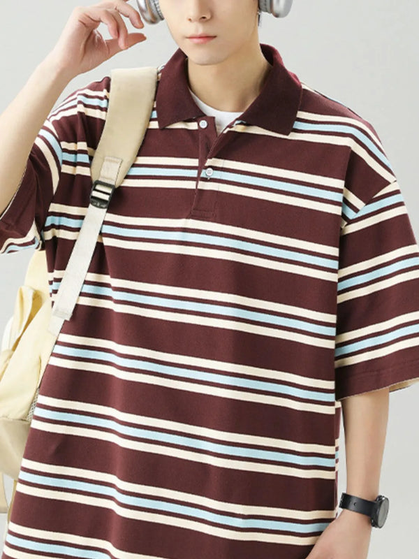 Men's Striped Collared Neck Half Sleeve Polo