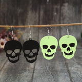 2 Piece PU Leather Skull Spooky Earrings