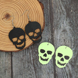 2 Piece PU Leather Skull Spooky Earrings