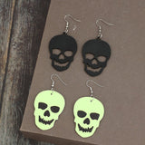 2 Piece PU Leather Skull Spooky Earrings