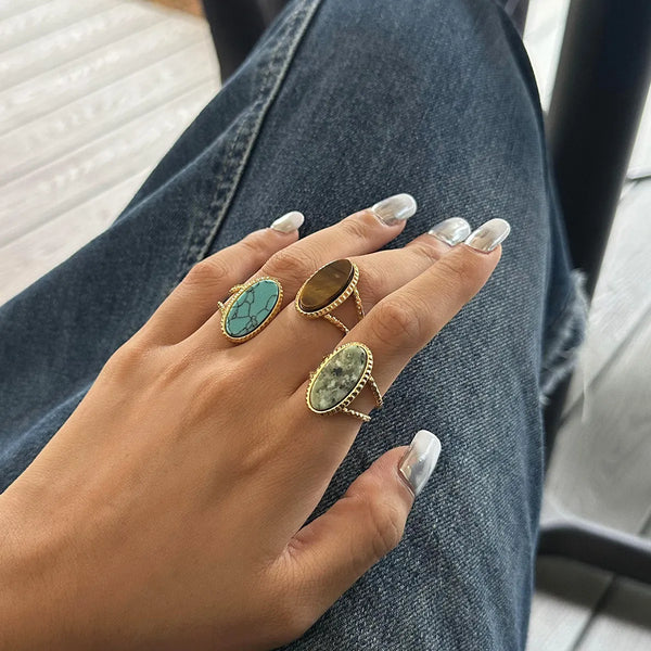 3 Piece 18K Gold-Plated Open Ring