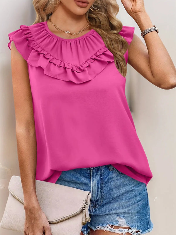 Ruffle Round Neck Blouse