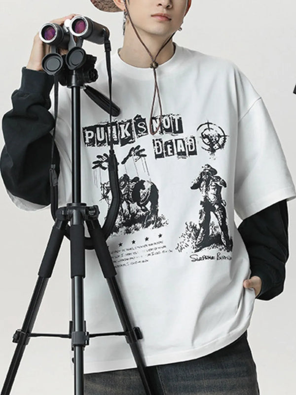 Men's Plus Size Graphic Round Neck Half Sleeve T-Shirt