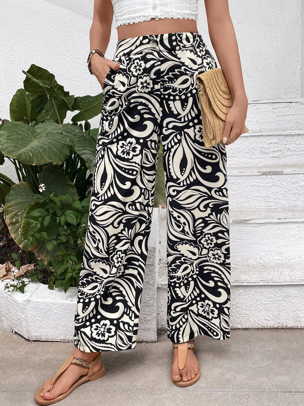 Printed Wide Leg Pants