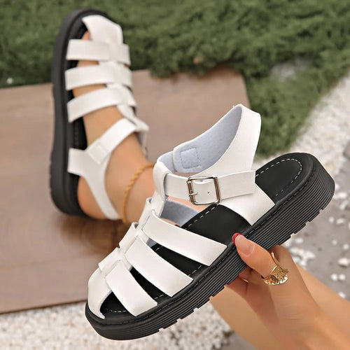 Cute Casual Flat Sandals with Buckle
