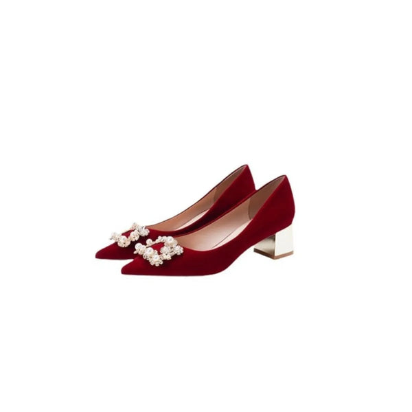 Point Toe Block Heels Pumps