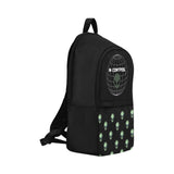 Black Backpack with Alien and Globe Graphic