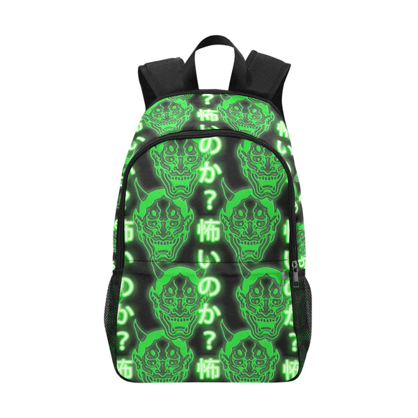 Japanese Demon Mask Backpack - Neon Green Edition