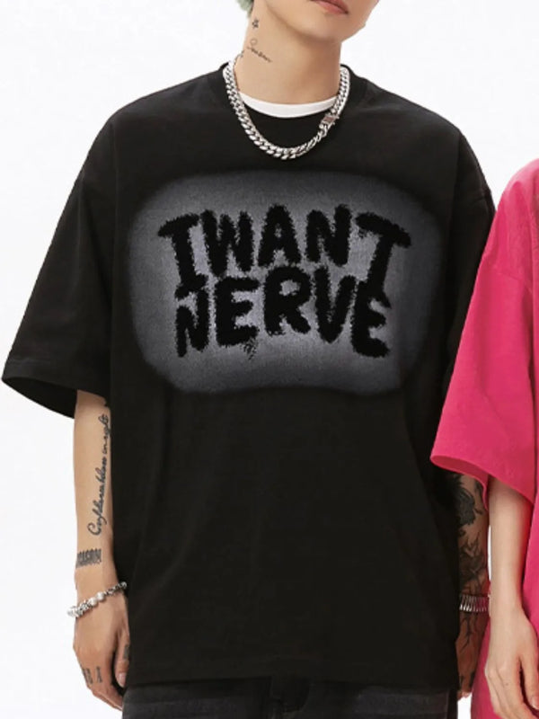 Men's Letter Round Neck Half Sleeve T-Shirt