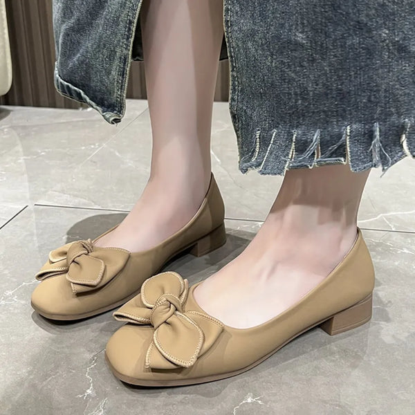 Round Toe Block Heels  Slip-Ons