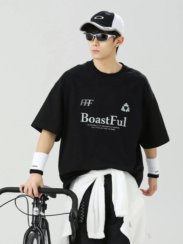 Men's Letter Round Neck Half Sleeve T-Shirt