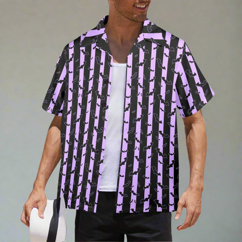 Bat Stripe Pink & Black Men's Hawaiian Shirt
