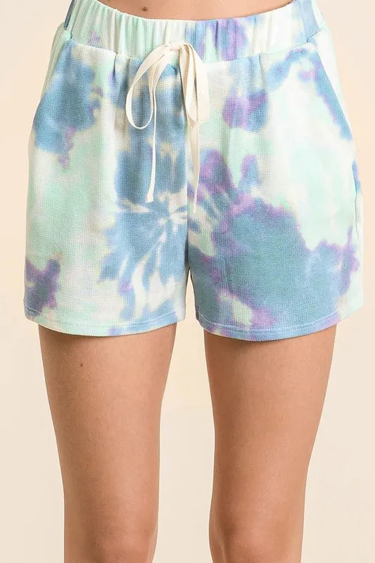 BiBi Tie Dye Print Casual Shorts with Twill