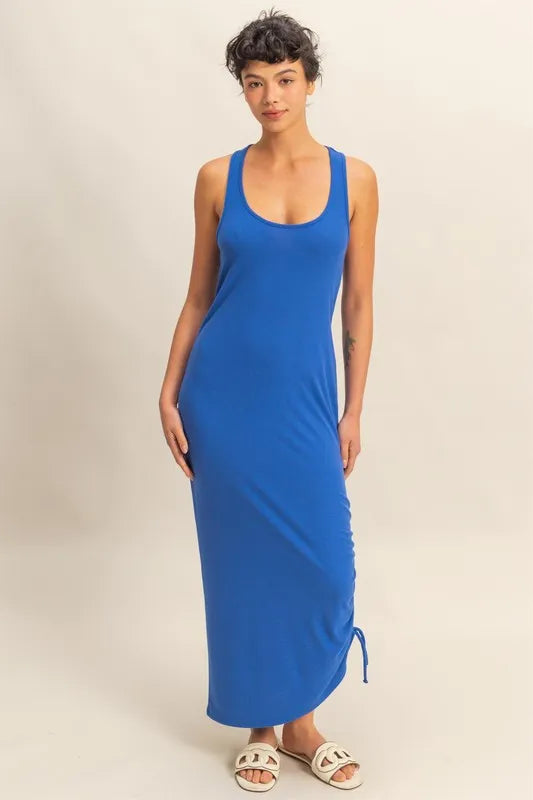 HYFVE Scoop Neck Side Tie Detail Midi Dress