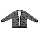 Men's Goth Novelty Bat Print Sweater Cardigan