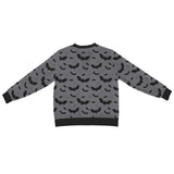 Men's Goth Novelty Bat Print Sweater Cardigan
