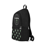 Black Backpack with Alien and Globe Graphic