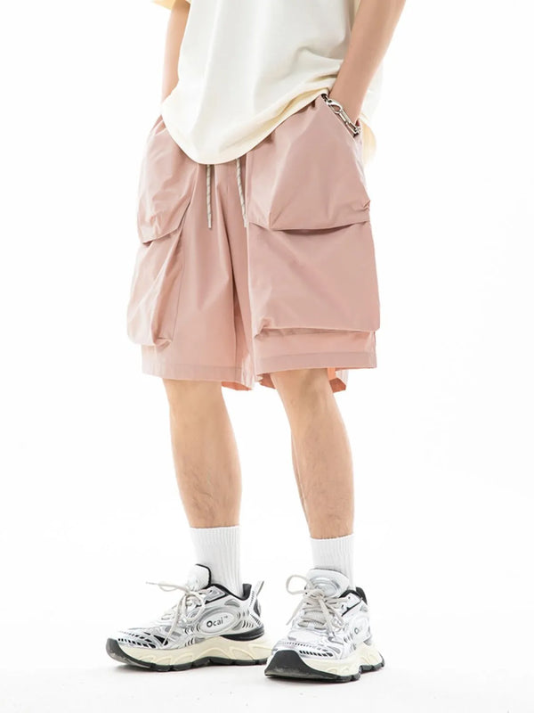 Men's Plus Size Drawstring Pocketed Shorts