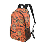 Orange Halloween Backpack with Jack-o'-Lanterns and Spiders