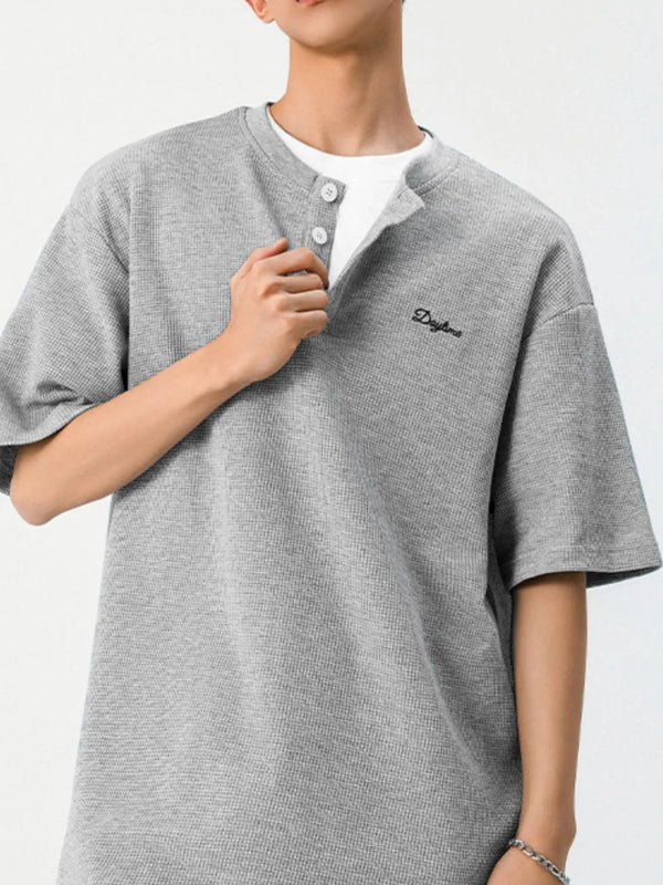 Men's Button Detail Half Sleeve Top