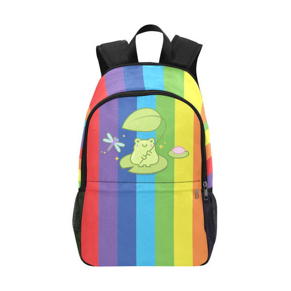 Playful Frog and Rainbow Backpack